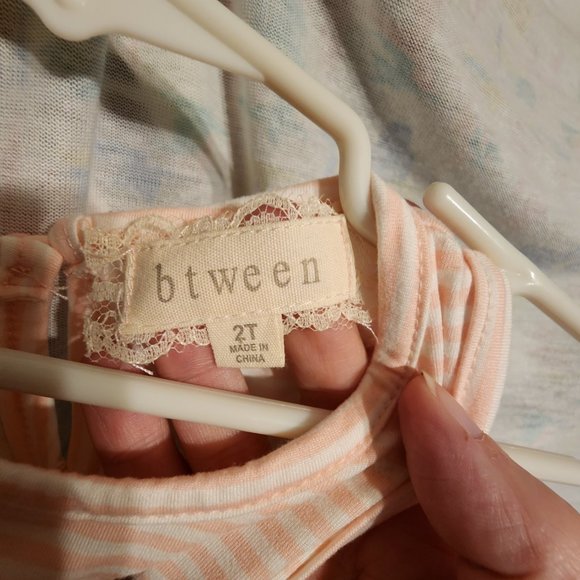 Btween Girls Size 2T Romper Pink and White Stripes With  Sequin Cat on the Front - Picture 3 of 5